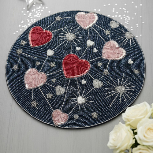 Set 2tovaglietta cuore perline - set,