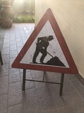 ANTICO CARTELLO SEGNALE STRADALE ‘LAVORI IN CORSO”
