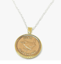 80th Compleanno Regalo 1945 Moneta Farthing Oro Placcato Ciondolo 18in Ss Catena