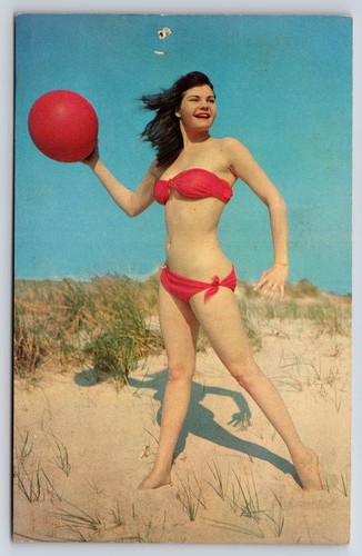 Cartolina pin spiaggia - pin-up,