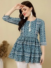 Abito tunica donna indiana blu