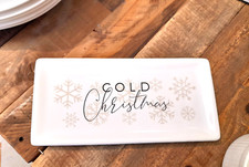 PIATTO RETTANGOLARE IN CERAMICA SCRITTA COLD CHRISTMAS 25X12 CM