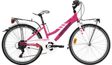 Bici Bicicletta Mountabike da Bambina Panarea City 24" Fucsia/Bianca Acciaio 6 V