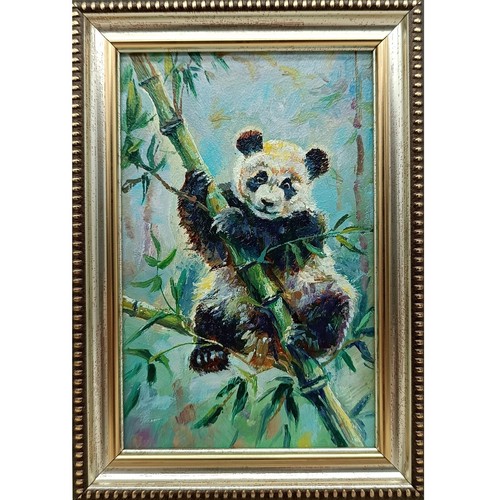 Panda quadro olio originale