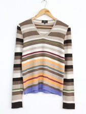 Maglione a righe con scollo a V in cashmere Etro, taglia 46