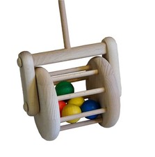 Tamburo in legno naturale – gioco spingi spingi per bambini