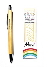 Penna regalo maestra in legno con incisione laser con segnalibro abbinato (G1m)