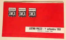 1959 / 60  SIMCA LISTINO PREZZI VEDETTE ARONDE ARIANE in Italiano - OTTIMO