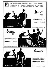 PUBBLICITA 1955 VESPA 125 150 G.S  PIAGGIO CARATERISTICHE CONFORT DESIGN FUMETTO