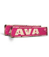 Cartello stradale rustico stile vintage AVA nome bambini camera metallo cartello stradale