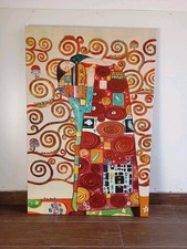 QUADRO MODERNO DIPINTO A MANO OLIO SU TELA -GUSTAV KLIMT- ABBRACCIO 