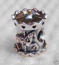 Nuovo 100% Autentico Pandora Carosello Merry Go Intorno 14k Oro/Argento Charm ~