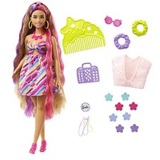 Barbie - Super Chioma Bambola Curvy con Abito a Fiori, Capelli Fantasia (w4V)