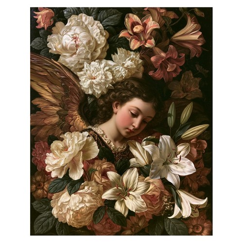 Poster barocco floreale - floreale, angelo