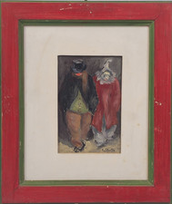 Angelo Urbani del Fabbretto Olio Pagliacci Firmato Mostra Ferrara Arte 900 Unico