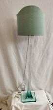LAMPADA A STELO  VETRO  VERDE ACQUA CON PARALUME IN SETA  ALTEZZA 124 cm
