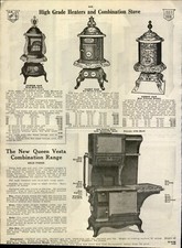 1918 CARTA PUBBLICITARIA Vintage La Nuova Regina Vesta Combinazione Stufa a Legna