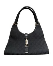 Borsa a tracolla Gucci 002 1067 Jackie borsetta tela gg pelle nero logo argento