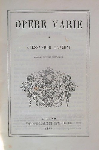 Opere varie manzoni alessandro - opere,