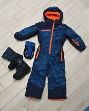 TUTA DA NEVE Brugi bambino 3/4 anni,98/104 cm,blu arancio,stivali n.28,moffole