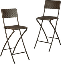 Sgabello Alto Pieghevole, Set Da 2, H: 78 Cm, Sedia Da Bar Con Schienale E Poggi