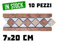 set 10 Fasce 7x20 listello Mosaico Marmo pavimento rivestimento Rosso Verona