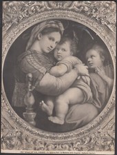 ANTICA FOTOGRAFIA D’EPOCA ARTISTICA ALINARI. LA MADONNA DELLA SEGGIOLA 25X19,3