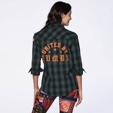 Zumba United By Zumba Button Down Shirt - Green & Black ~ XS  M  XXL ~New!