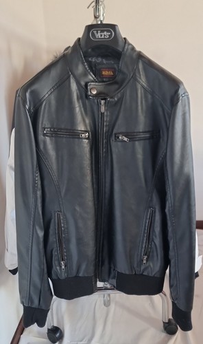 Bomber uomo simil pelle nero