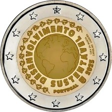 PORTOGALLO PORTUGAL 2 € EURO 2025  "SVILUPPO SOSTENIBILE" FDC BU ST DA ROTOLINO