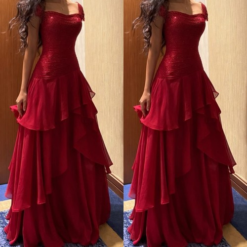Abito ballo rosso manica ad - rosso,
