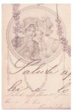 POSTCARD "TWO GIRLS IN ROUND