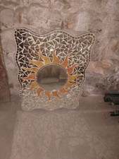 Specchio Ondulato 79x59,5 cm circa Tema Sole e Mosaico Triangoli Irregolari