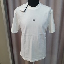 TAGLIA-SIZE L GIVENCHY T-SHIRT SHIRT UOMO-MAN WHITE-BIANCO RICAMO A CONTRASTO