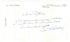 1971 PADOVA Lettera avv. Tullio DEBIASI per condoglianze - Autografo