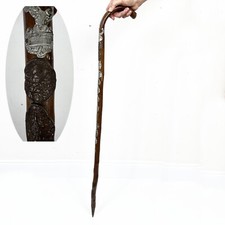 Antico Bastone Tedesco da per passeggio vintage In legno medaglie Souvenir Harz