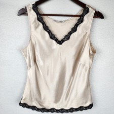 Womens Cream Black Lace Trim
