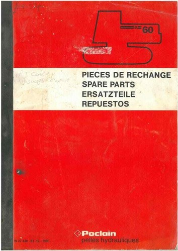 Manuale ricambi escavatore