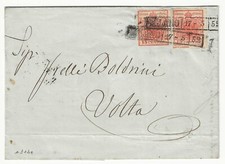 1850 Lombardo Veneto - Lettera con coppia 15 c. I emissione spazio tipografico