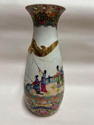 Vaso canton medaglione rosa - canton,