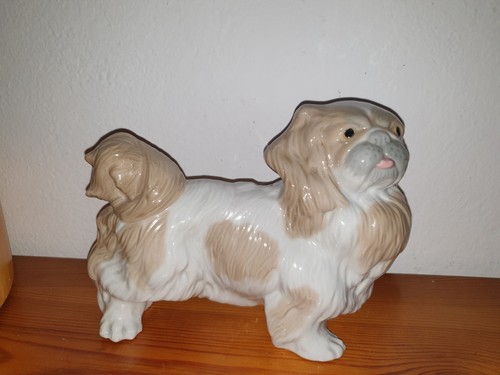 Porzellanfigur pekinese hund - pekinese,