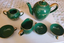 Servizio da tè vintage Aea porcellana Italiana Verde e Oro 