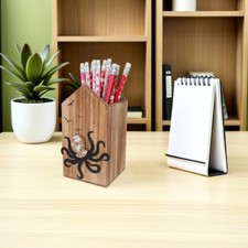  Portapenne in legno - Design nautico a forma di polpo Portapenne in legno