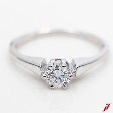 Solitario 585/14K Oro Bianco Diamante Brillante 0,50ct Gr.56 - Valore