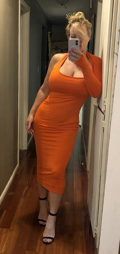 Abito midi bodycon arancione