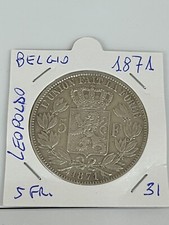 Scegli BELGIO 5 FRANCHI dal 1871 al 1875 argento silver Belgien Coin