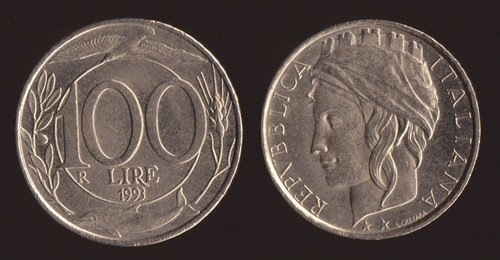 100 lire 1993 turrita - turrita, italia