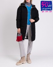 RRP€885 JUST CAVALLI Giacca trapuntata IT42 US6 UK10 M nero logo con cappuccio davanti