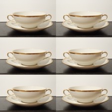 ANTICO SET 6 TAZZE BRODO STILE IMPERO PORCELLANA DECORO ORO BAVARIA ESCHENBACH