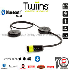 Interfono Auricolare Moto Casco Bluetooth Twiins HF3 Intercom Pilota Passegge...